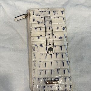 Croc Embossed Wallet in White and Navy
